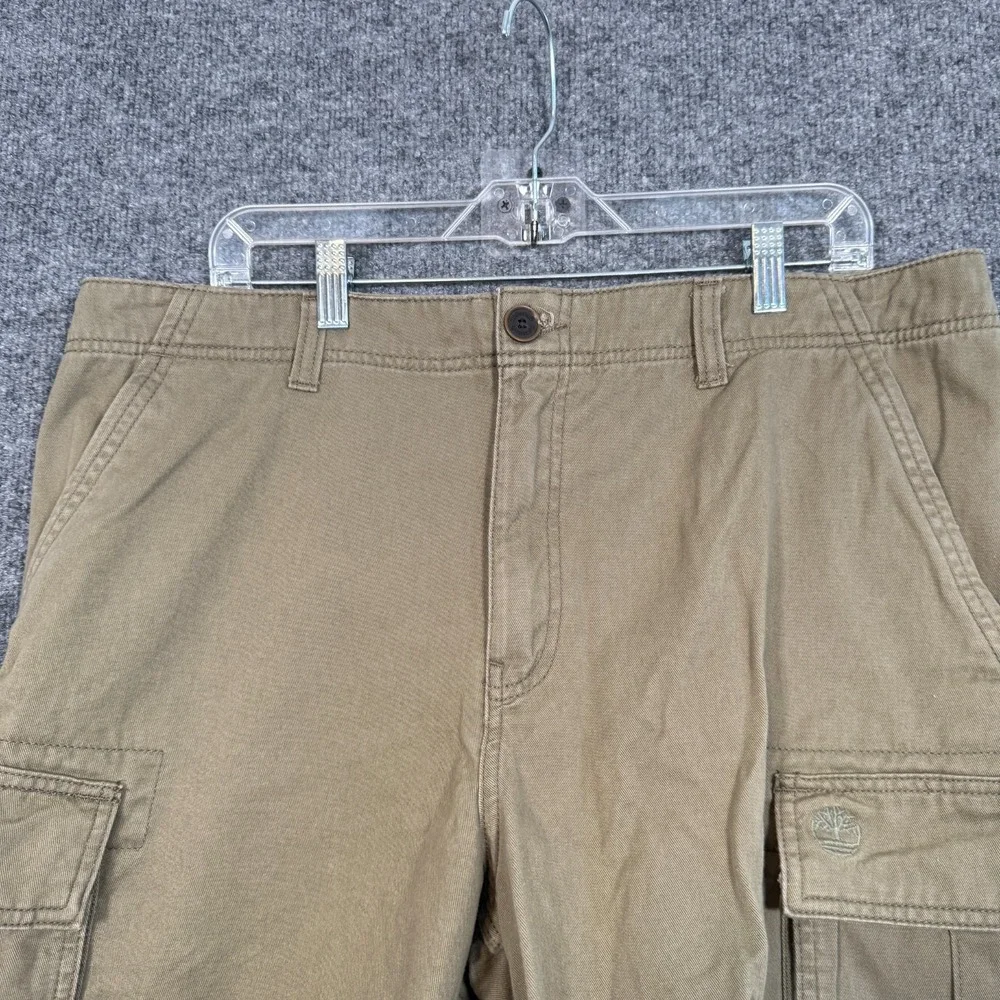 Timberland Shorts Mens 38 Green Cargo Cotton Relaxed Baggy‎ Y2K Casual Outdoors